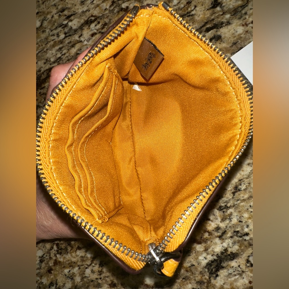 Coach Mustard/ Carmel Leather Wristlet - Picture 4 of 7